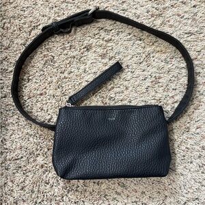 Colab Black Leather Belt Bag